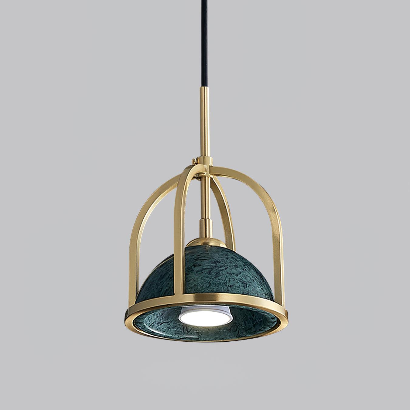 Lantern Square Art Deco Brass Pendant Lamp