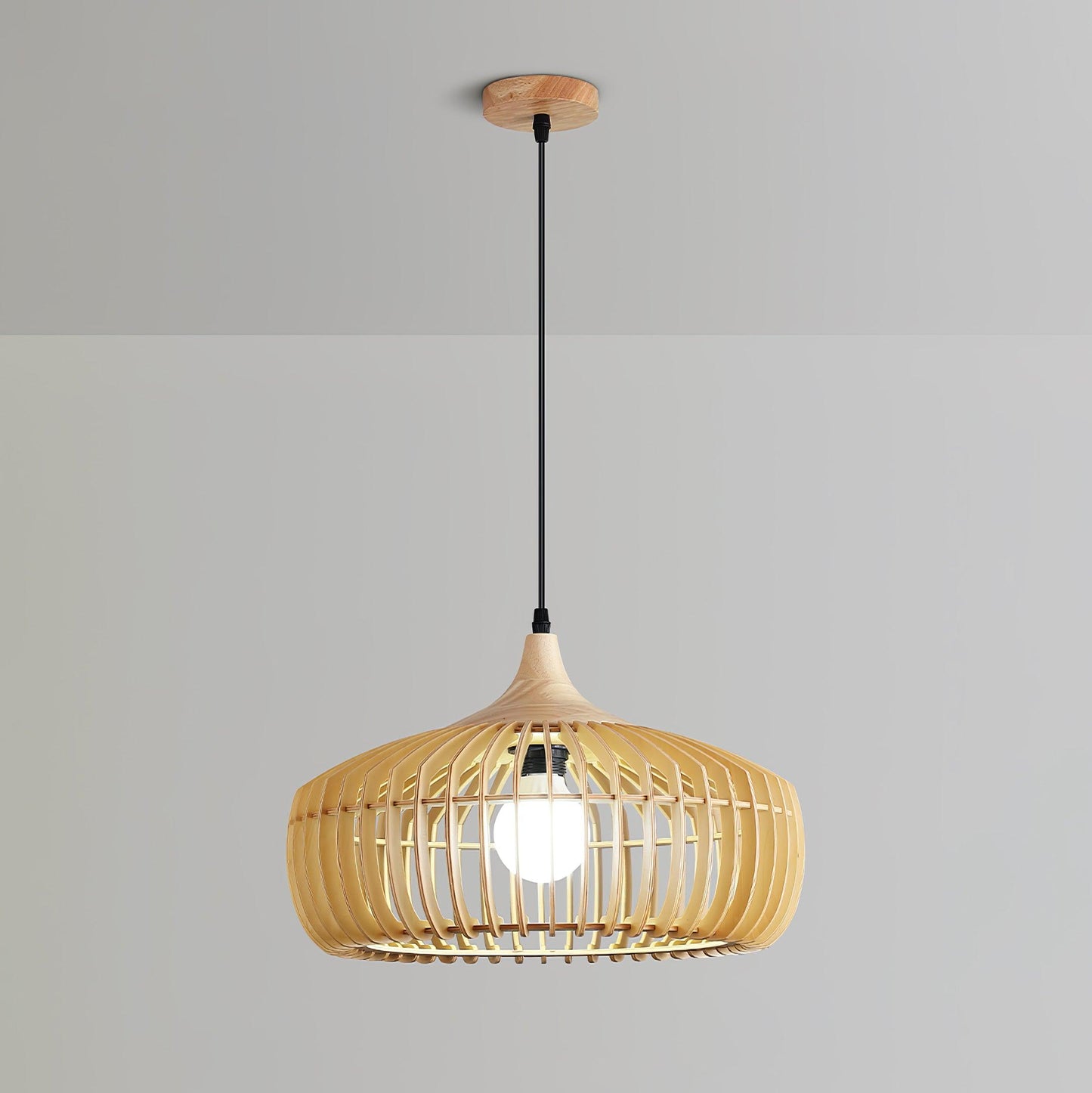 Lattice Nest Wooden Rustic Crystal Pendant Lamp