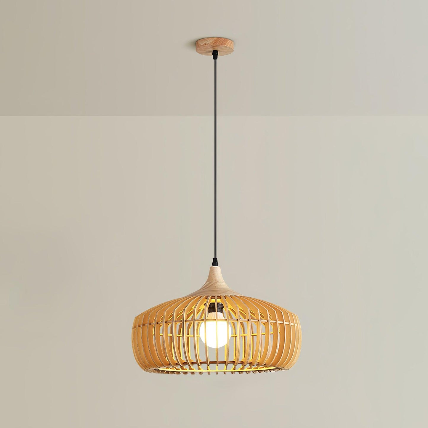 Lattice Nest Wooden Rustic Crystal Pendant Lamp