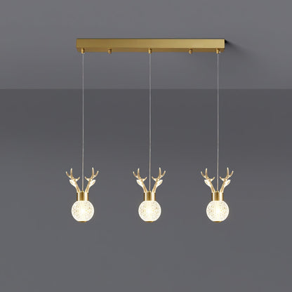 Little Deer Art Deco Brass Pendant Lamp