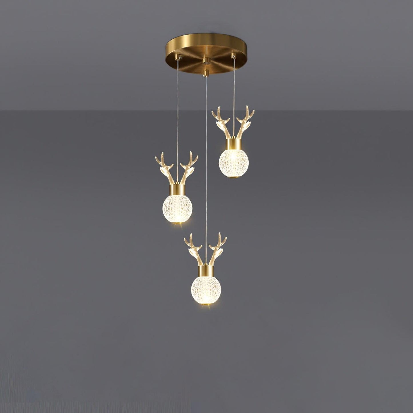 Little Deer Art Deco Brass Pendant Lamp