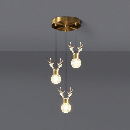 Little Deer Art Deco Brass Pendant Lamp