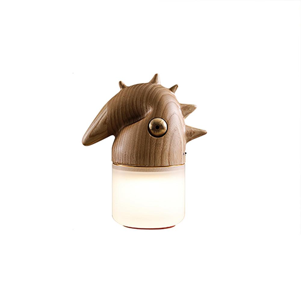 Luolongzi Built-in Battery Art Deco Wood Table Lamp