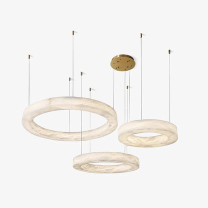 Marika Alabaster Modern Brass Chandelier