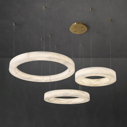 Marika Alabaster Modern Brass Chandelier