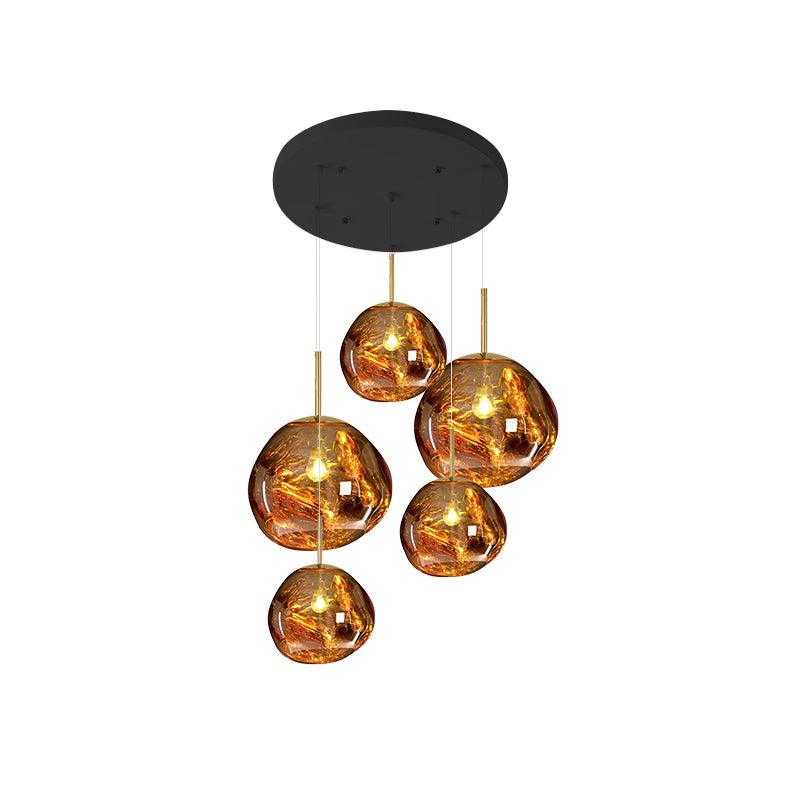 Multi Lava Round Eclectic Crystal Pendant Lamp