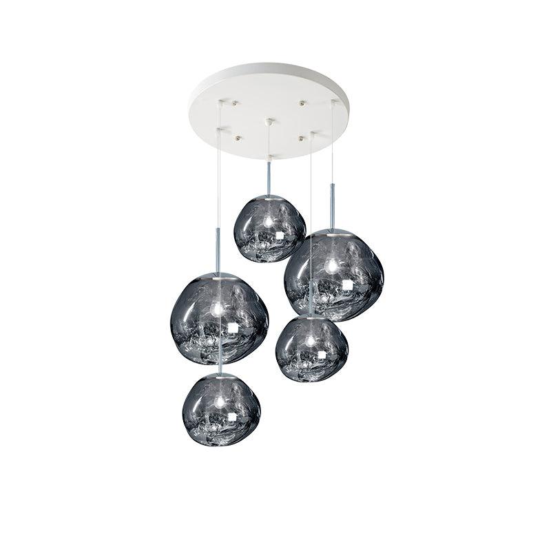 Multi Lava Round Eclectic Crystal Pendant Lamp