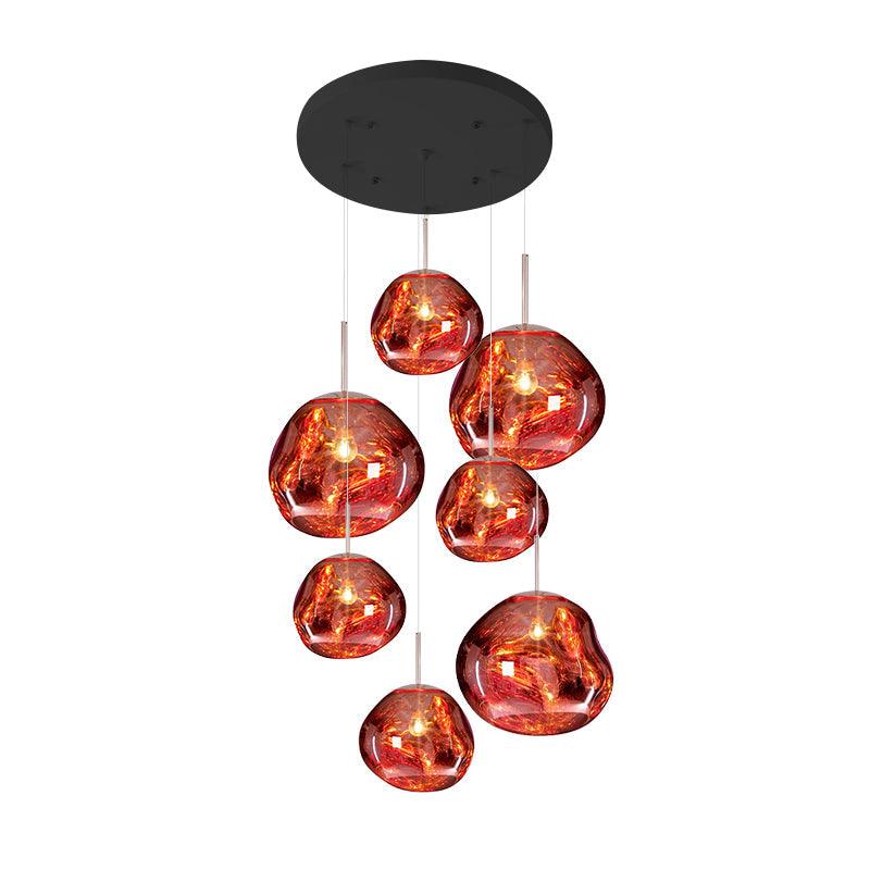 Multi Lava Round Eclectic Crystal Pendant Lamp