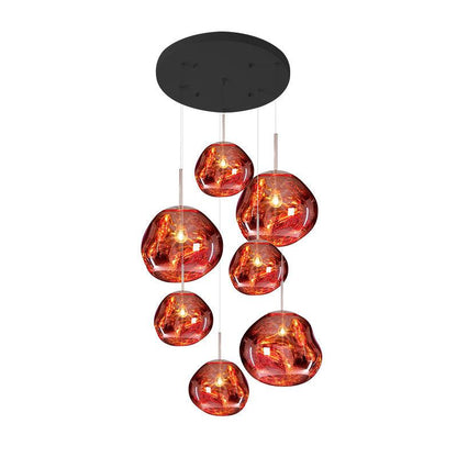 Multi Lava Round Eclectic Crystal Pendant Lamp