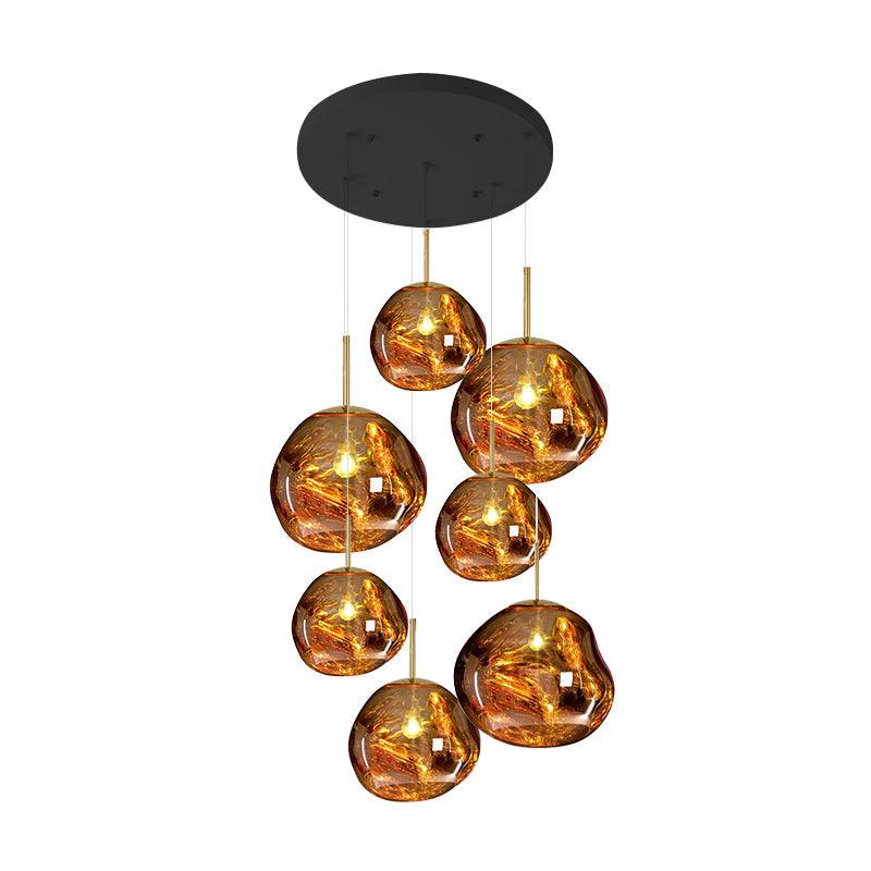 Multi Lava Round Eclectic Crystal Pendant Lamp