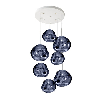 Multi Lava Round Eclectic Crystal Pendant Lamp