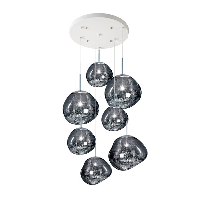 Multi Lava Round Eclectic Crystal Pendant Lamp