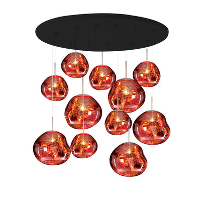 Multi Lava Round Eclectic Crystal Pendant Lamp