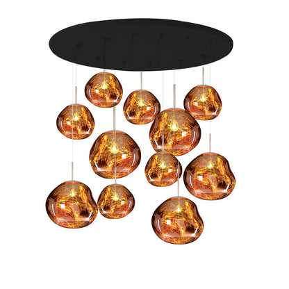 Multi Lava Round Eclectic Crystal Pendant Lamp