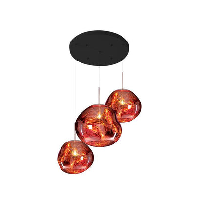 Multi Lava Round Eclectic Crystal Pendant Lamp