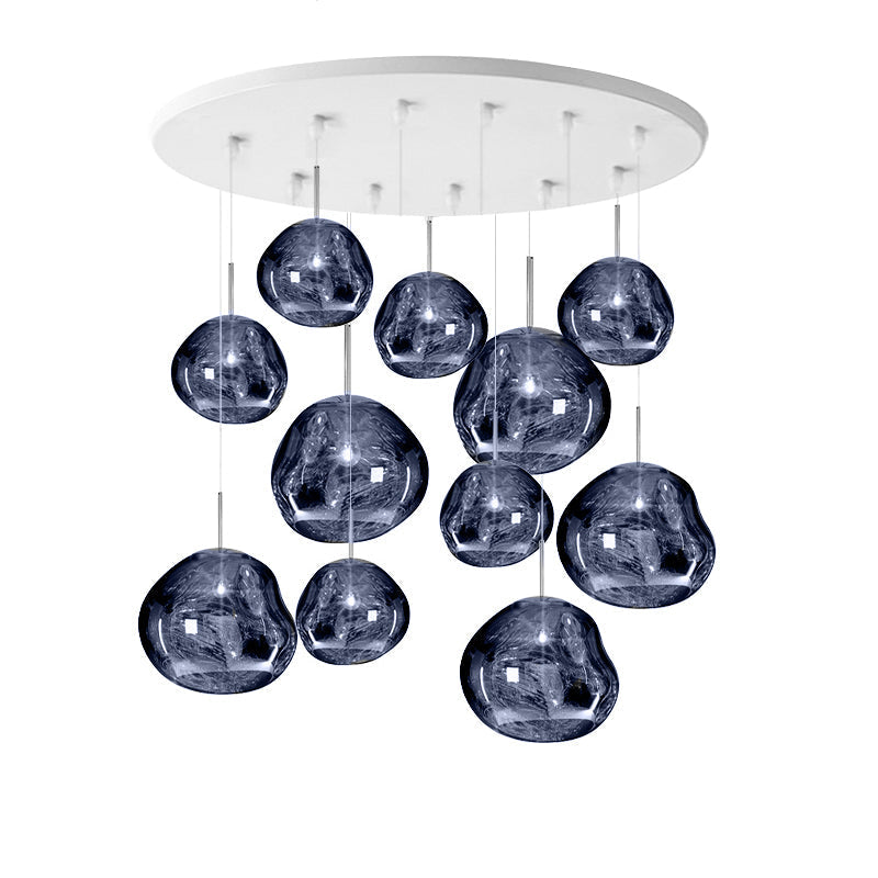 Multi Lava Round Eclectic Crystal Pendant Lamp