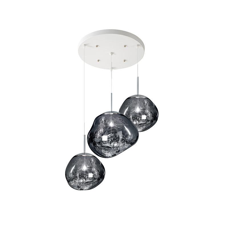 Multi Lava Round Eclectic Crystal Pendant Lamp