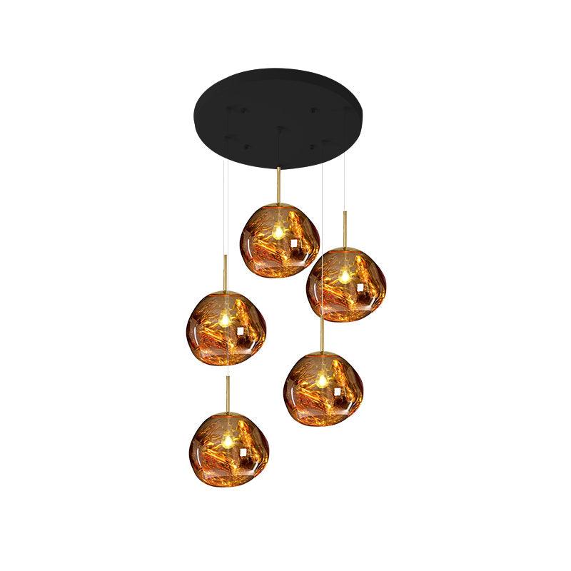 Multi Lava Round Eclectic Crystal Pendant Lamp