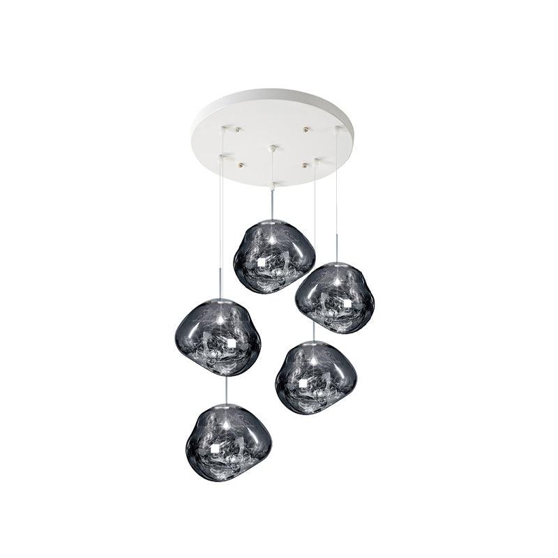 Multi Lava Round Eclectic Crystal Pendant Lamp