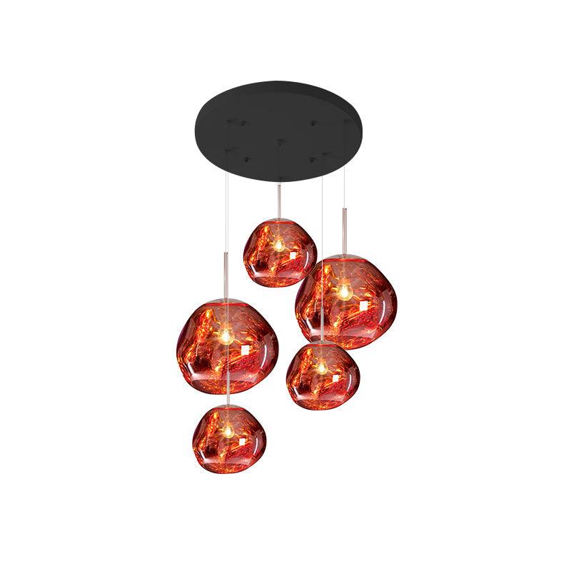 Multi Lava Round Eclectic Crystal Pendant Lamp