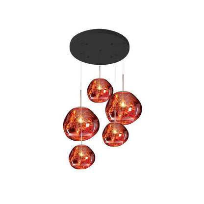 Multi Lava Round Eclectic Crystal Pendant Lamp