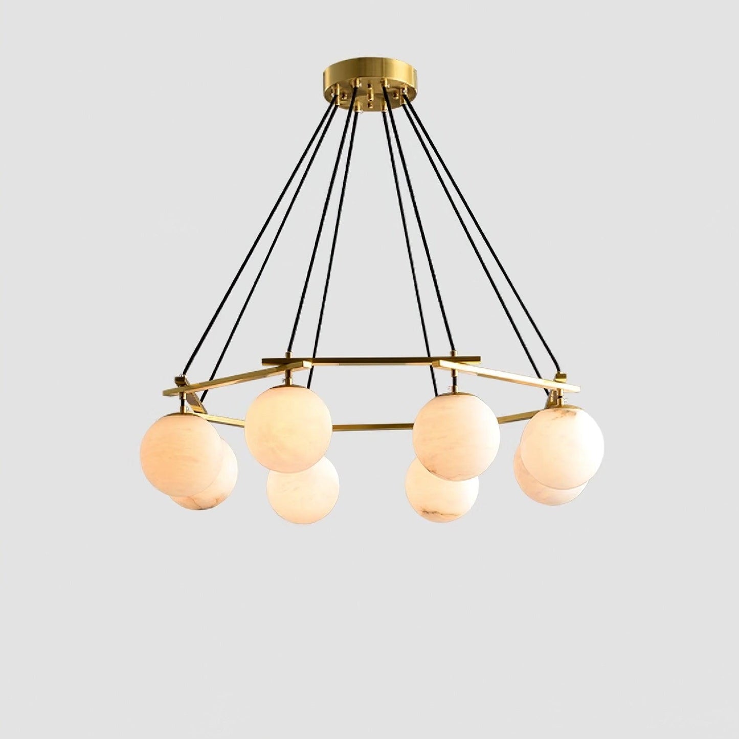 Miira Alabaster Retro Brass Chandelier