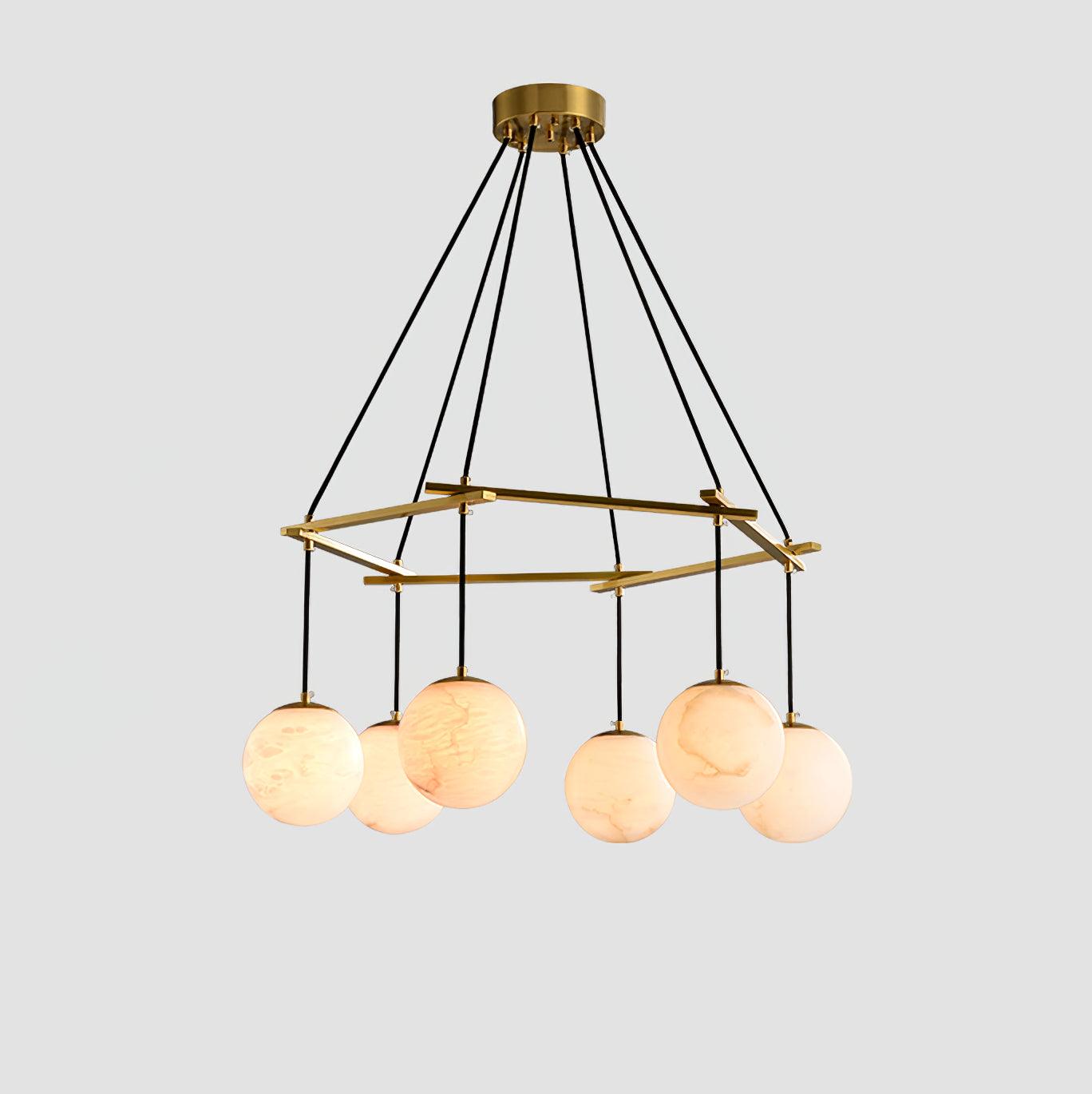 Miira Alabaster Retro Brass Chandelier