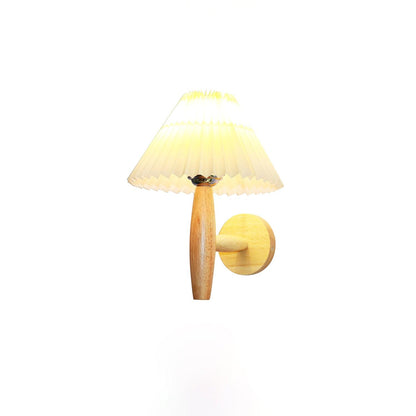 Oak Pleated Classic Wood Wall Light