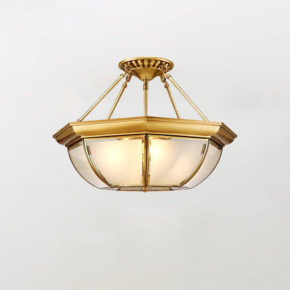 Bowl Shaped Brass Modern Crystal Ceiling Lamp