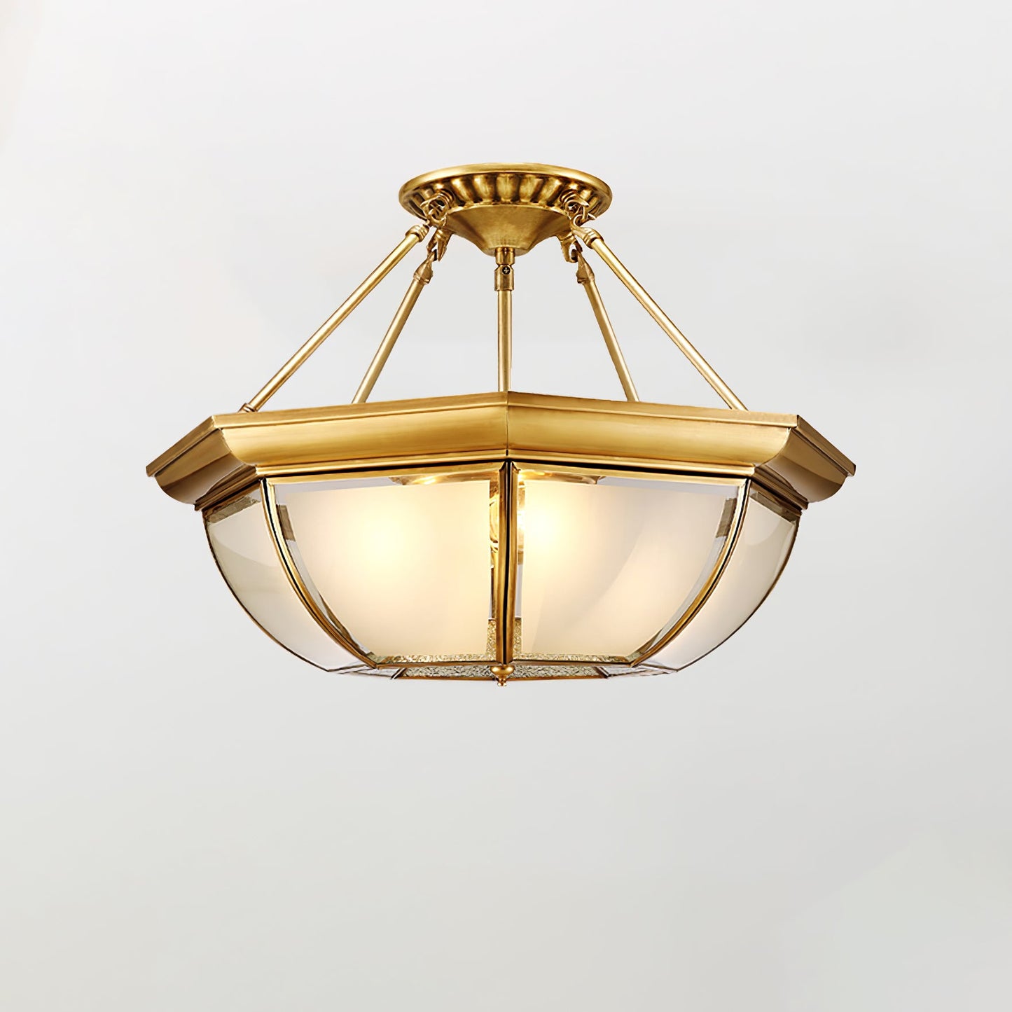 Bowl Shaped Brass Modern Crystal Ceiling Lamp