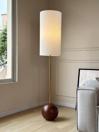 Orbis Wooden Sphere Modern Metal Floor Lamp