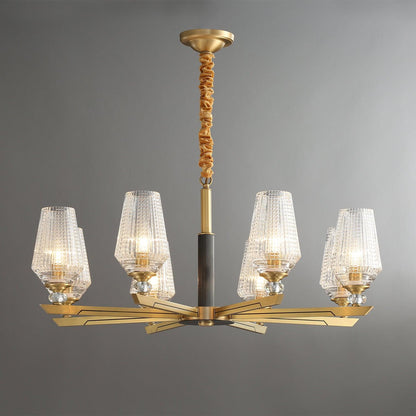 Orrefors Brass Eclectic Crystal Chandelier