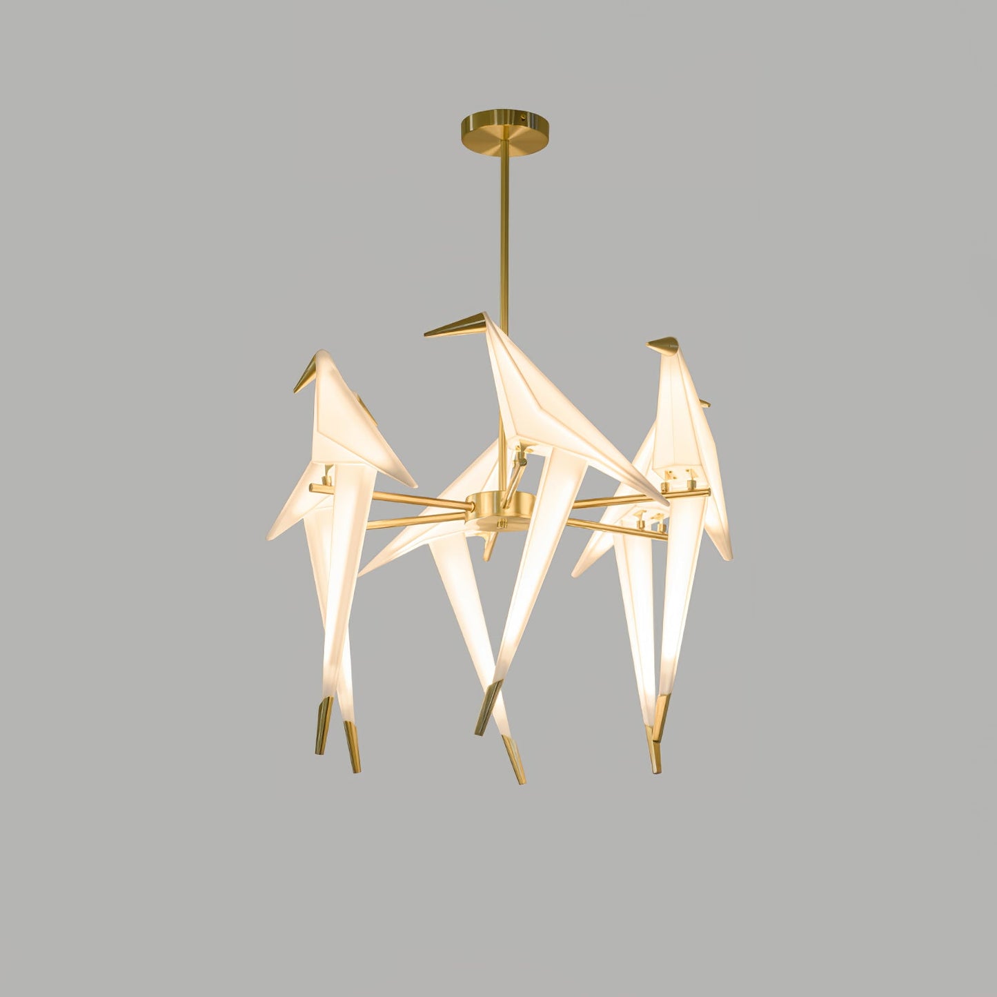 Paper Crane Bird LED Eclectic Metal Chandelier