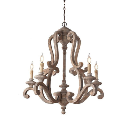 Parrotuncle Wooden Candle Rustic Metal Chandelier