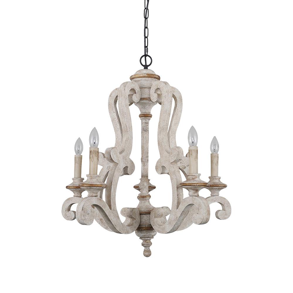 Parrotuncle Wooden Candle Rustic Metal Chandelier