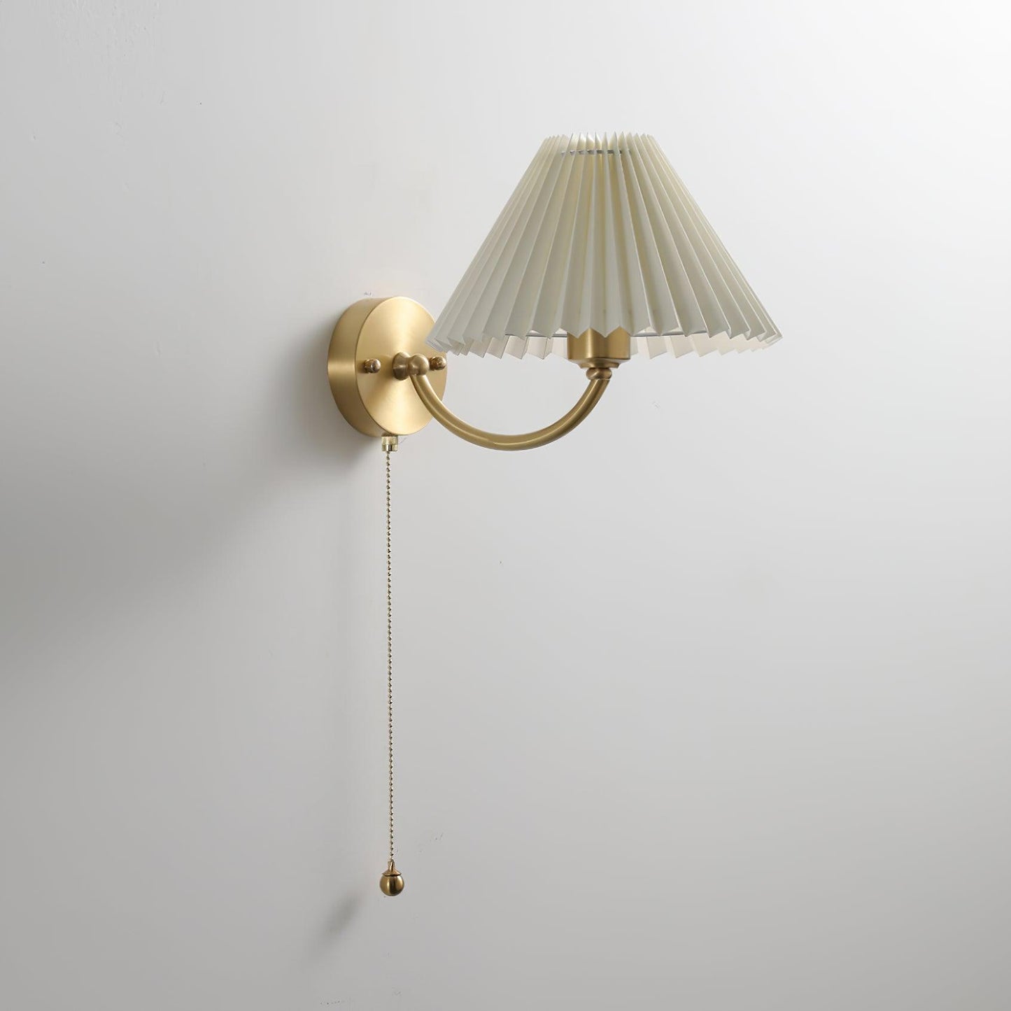 Pleated Minimalist Brass Wall Lamp