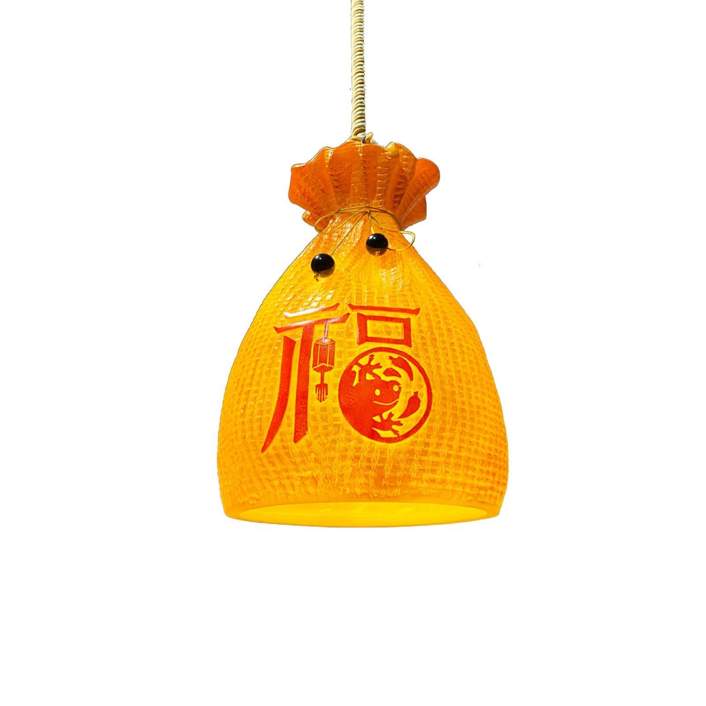 Prosperity Pouch Resin Traditional Metal Pendant Lamp