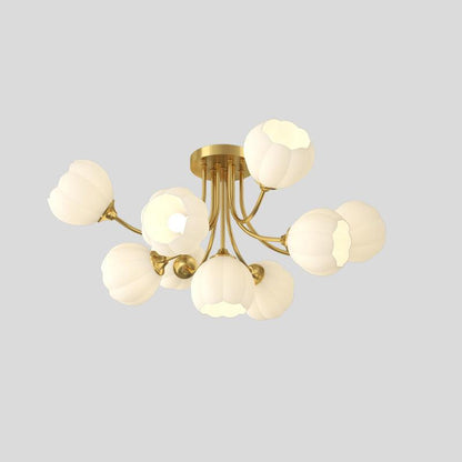 Pumpkin Brass Modern Crystal Ceiling Lamp