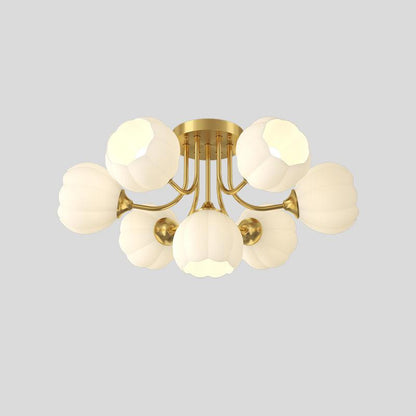 Pumpkin Brass Modern Crystal Ceiling Lamp