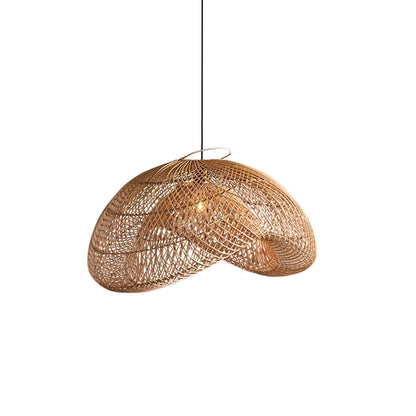 Rattan Wave Bohemian Metal Pendant Light