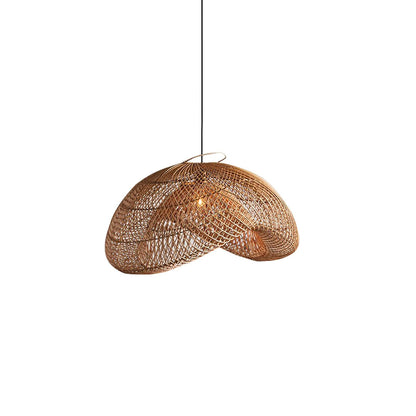 Rattan Wave Bohemian Metal Pendant Light