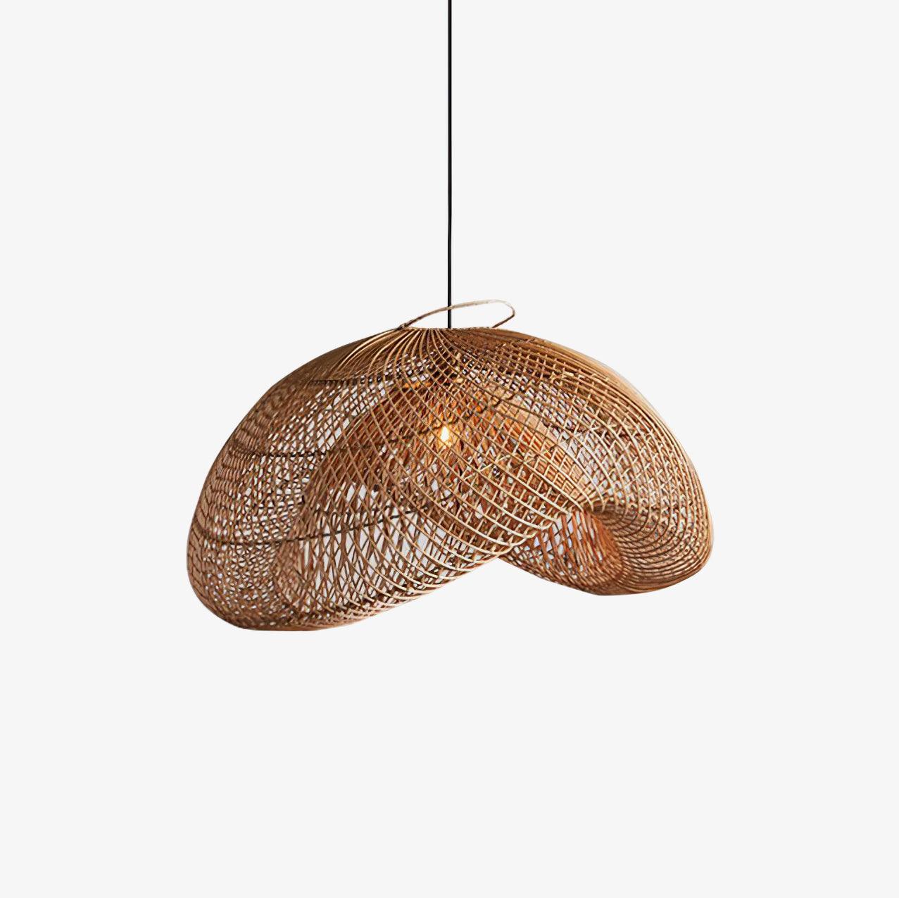 Rattan Wave Bohemian Metal Pendant Light