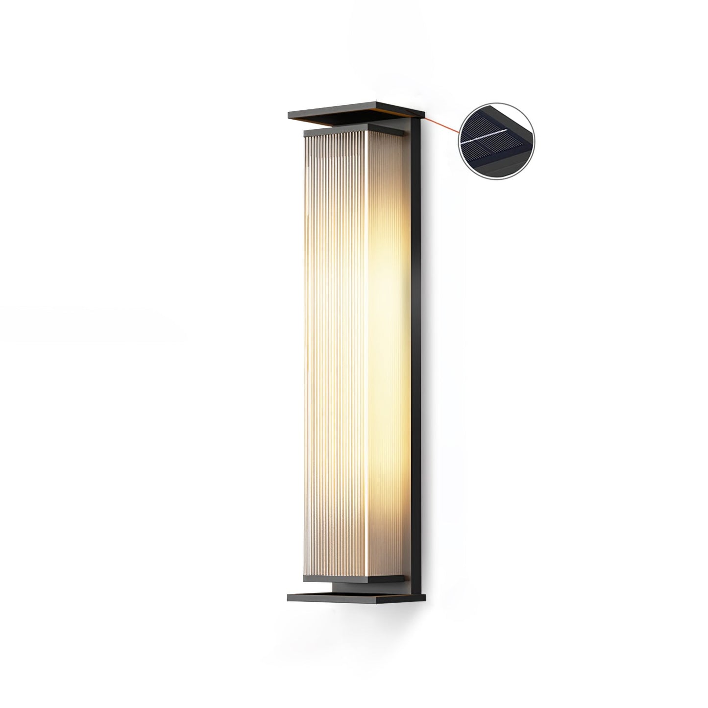 Rectangular Box Solar Outdoor Modern Steel Wall Lamp