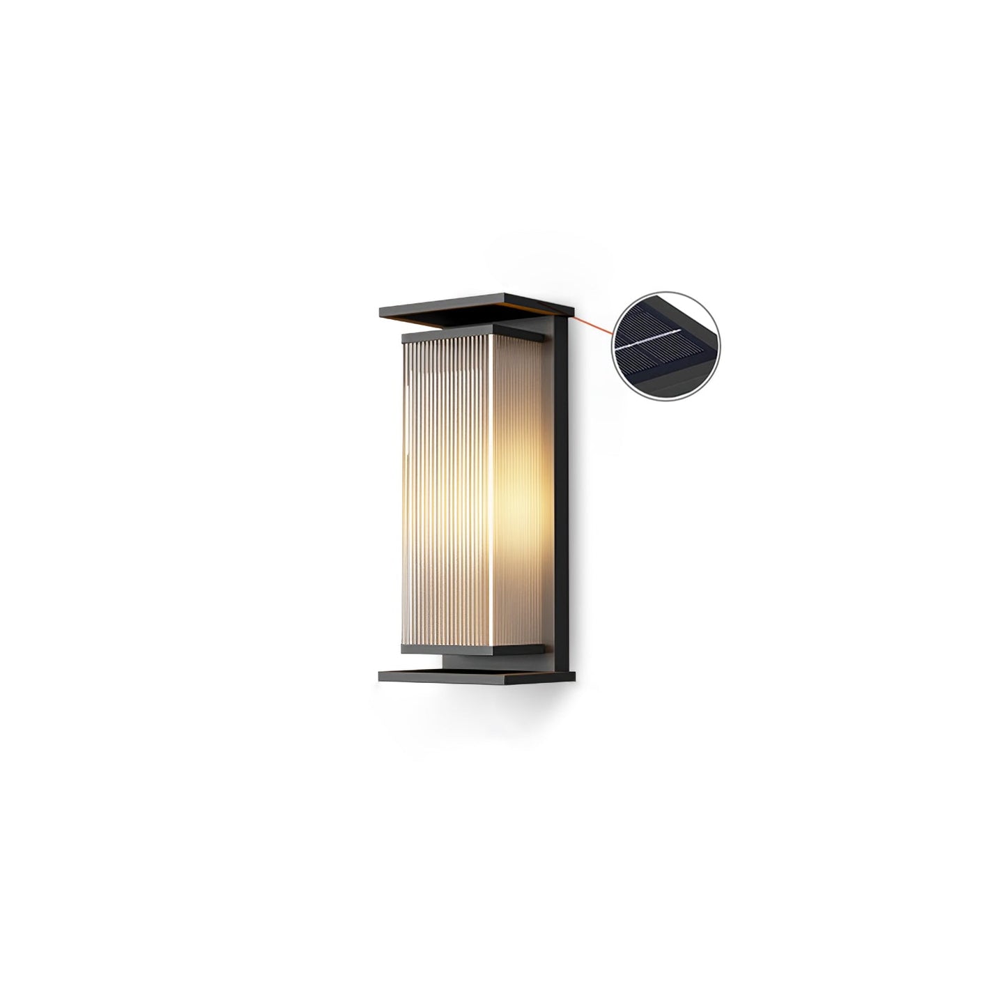 Rectangular Box Solar Outdoor Modern Steel Wall Lamp