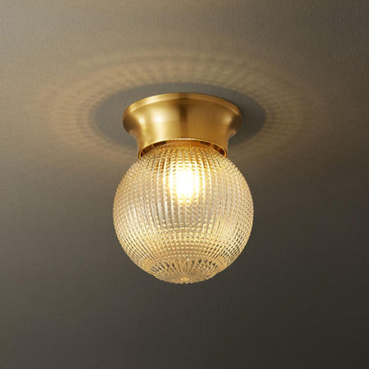 Reeded Globe Flush Art Deco Crystal Ceiling Light