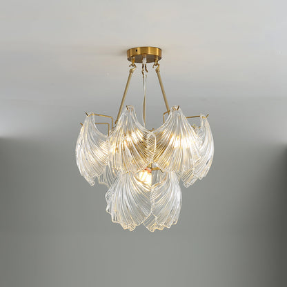 Ribbed Shell Eclectic Crystal Ceiling light