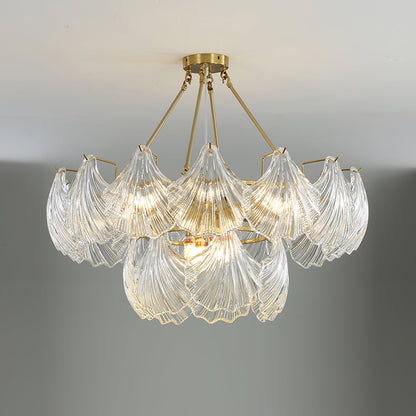 Ribbed Shell Eclectic Crystal Ceiling light