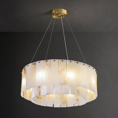 Rock Alabaster Eclectic Metal Chandelier