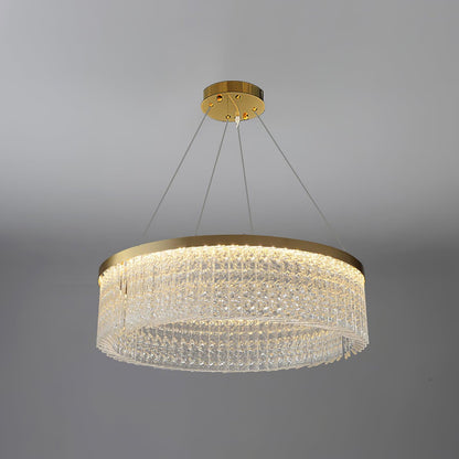 Round Halo Crystal Modern Metal Chandelier