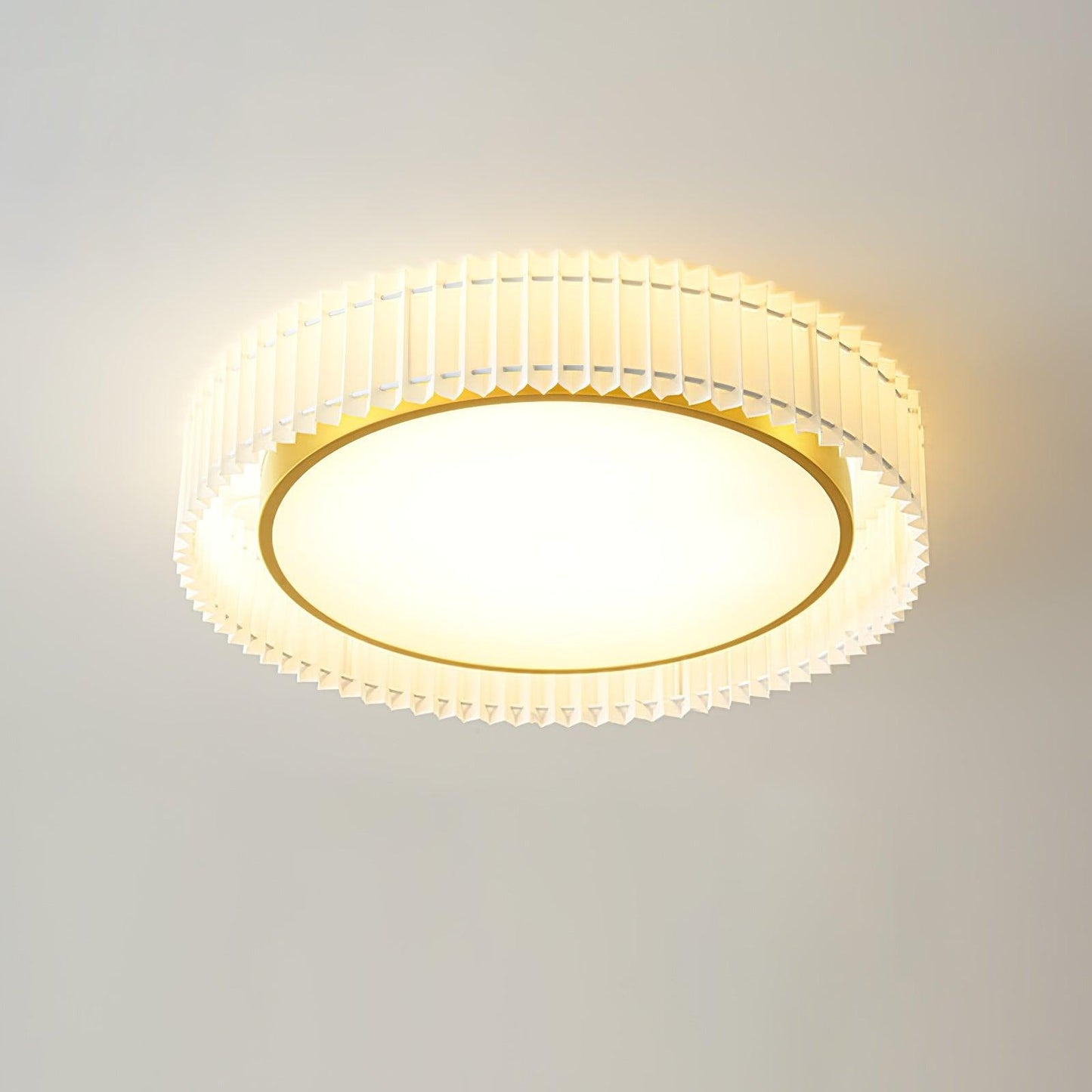 Round Pleated Eclectic Metal Ceiling Lamp